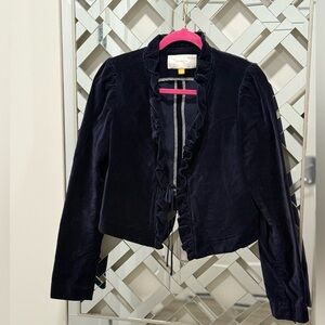 Anthropologie Leifsdottir Navy Maude Velvet Jacket - Size 10 - Like New